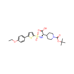 CCOc1ccc(-c2ccc(S(=O)(=O)N[C@@H](C(=O)O)C3CCN(C(=O)OC(C)(C)C)CC3)s2)cc1 ZINC000040880705