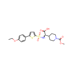 CCOc1ccc(-c2ccc(S(=O)(=O)N[C@@H](C(=O)O)C3CCN(C(=O)OC)CC3)s2)cc1 ZINC000040874658