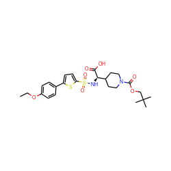 CCOc1ccc(-c2ccc(S(=O)(=O)N[C@@H](C(=O)O)C3CCN(C(=O)OCC(C)(C)C)CC3)s2)cc1 ZINC000042850771