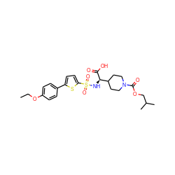 CCOc1ccc(-c2ccc(S(=O)(=O)N[C@@H](C(=O)O)C3CCN(C(=O)OCC(C)C)CC3)s2)cc1 ZINC000040875845