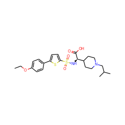 CCOc1ccc(-c2ccc(S(=O)(=O)N[C@@H](C(=O)O)C3CCN(CC(C)C)CC3)s2)cc1 ZINC000040874648