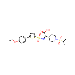 CCOc1ccc(-c2ccc(S(=O)(=O)N[C@@H](C(=O)O)C3CCN(S(=O)(=O)C(C)C)CC3)s2)cc1 ZINC000042851567