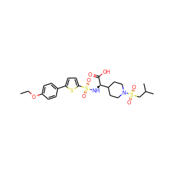 CCOc1ccc(-c2ccc(S(=O)(=O)N[C@@H](C(=O)O)C3CCN(S(=O)(=O)CC(C)C)CC3)s2)cc1 ZINC000044406149