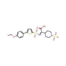 CCOc1ccc(-c2ccc(S(=O)(=O)N[C@@H](C(=O)O)C3CCN(S(C)(=O)=O)CC3)s2)cc1 ZINC000040877568