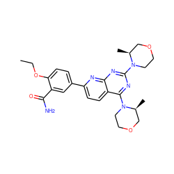 CCOc1ccc(-c2ccc3c(N4CCOC[C@@H]4C)nc(N4CCOC[C@@H]4C)nc3n2)cc1C(N)=O ZINC000059258611