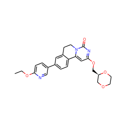 CCOc1ccc(-c2ccc3c(c2)CCn2c-3cc(OC[C@@H]3COCCO3)nc2=O)cn1 ZINC000142938695