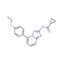 CCOc1ccc(-c2cccc3nc(NC(=O)C4CC4)nn23)cc1 ZINC000138691543