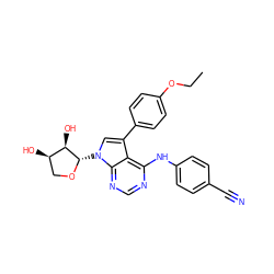 CCOc1ccc(-c2cn([C@@H]3OC[C@@H](O)[C@H]3O)c3ncnc(Nc4ccc(C#N)cc4)c23)cc1 ZINC000013674249