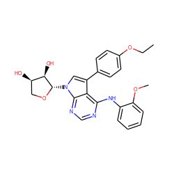 CCOc1ccc(-c2cn([C@@H]3OC[C@@H](O)[C@H]3O)c3ncnc(Nc4ccccc4OC)c23)cc1 ZINC000013674255