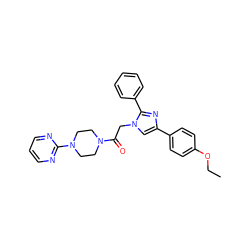 CCOc1ccc(-c2cn(CC(=O)N3CCN(c4ncccn4)CC3)c(-c3ccccc3)n2)cc1 ZINC000096284531