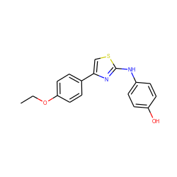 CCOc1ccc(-c2csc(Nc3ccc(O)cc3)n2)cc1 ZINC000299832115