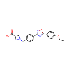 CCOc1ccc(-c2nc(-c3ccc(CN4CC(C(=O)O)C4)cc3)no2)cc1 ZINC000013673890