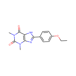 CCOc1ccc(-c2nc3c([nH]2)c(=O)n(C)c(=O)n3C)cc1 ZINC000000530321