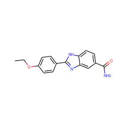 CCOc1ccc(-c2nc3cc(C(N)=O)ccc3[nH]2)cc1 ZINC000013612063