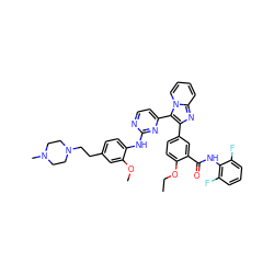 CCOc1ccc(-c2nc3ccccn3c2-c2ccnc(Nc3ccc(CCN4CCN(C)CC4)cc3OC)n2)cc1C(=O)Nc1c(F)cccc1F ZINC000165096229