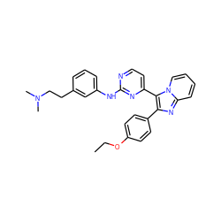 CCOc1ccc(-c2nc3ccccn3c2-c2ccnc(Nc3cccc(CCN(C)C)c3)n2)cc1 ZINC000063539919