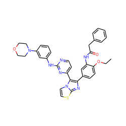 CCOc1ccc(-c2nc3sccn3c2-c2ccnc(Nc3cccc(N4CCOCC4)c3)n2)cc1NC(=O)Cc1ccccc1 ZINC000063539906