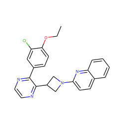 CCOc1ccc(-c2nccnc2C2CN(c3ccc4ccccc4n3)C2)cc1Cl ZINC000140187111