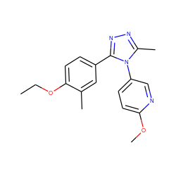 CCOc1ccc(-c2nnc(C)n2-c2ccc(OC)nc2)cc1C ZINC000045498849