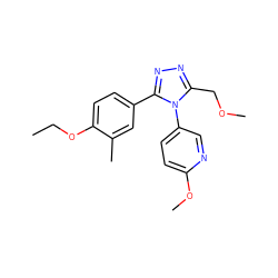 CCOc1ccc(-c2nnc(COC)n2-c2ccc(OC)nc2)cc1C ZINC000045498851