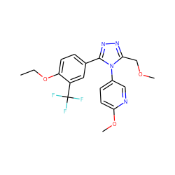 CCOc1ccc(-c2nnc(COC)n2-c2ccc(OC)nc2)cc1C(F)(F)F ZINC000042889860