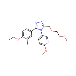 CCOc1ccc(-c2nnc(COCCOC)n2-c2ccc(OC)nc2)cc1C ZINC000040423236