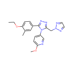 CCOc1ccc(-c2nnc(Cn3nccn3)n2-c2ccc(OC)nc2)cc1C ZINC000045497895