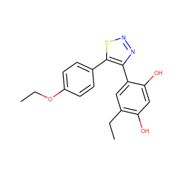 CCOc1ccc(-c2snnc2-c2cc(CC)c(O)cc2O)cc1 ZINC000040392303