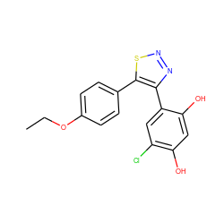 CCOc1ccc(-c2snnc2-c2cc(Cl)c(O)cc2O)cc1 ZINC000040392358