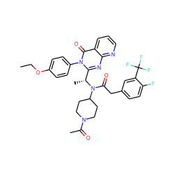 CCOc1ccc(-n2c([C@@H](C)N(C(=O)Cc3ccc(F)c(C(F)(F)F)c3)C3CCN(C(C)=O)CC3)nc3ncccc3c2=O)cc1 ZINC000049785545