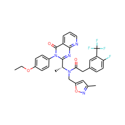 CCOc1ccc(-n2c([C@@H](C)N(Cc3cc(C)no3)C(=O)Cc3ccc(F)c(C(F)(F)F)c3)nc3ncccc3c2=O)cc1 ZINC000049768044