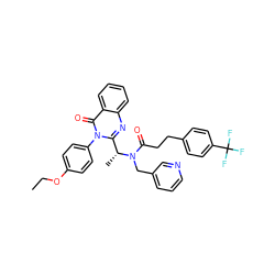 CCOc1ccc(-n2c([C@@H](C)N(Cc3cccnc3)C(=O)CCc3ccc(C(F)(F)F)cc3)nc3ccccc3c2=O)cc1 ZINC000049768160