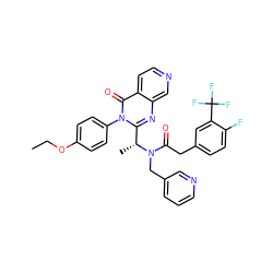 CCOc1ccc(-n2c([C@@H](C)N(Cc3cccnc3)C(=O)Cc3ccc(F)c(C(F)(F)F)c3)nc3cnccc3c2=O)cc1 ZINC000049793744