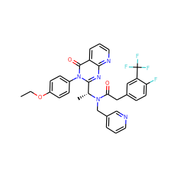 CCOc1ccc(-n2c([C@@H](C)N(Cc3cccnc3)C(=O)Cc3ccc(F)c(C(F)(F)F)c3)nc3ncccc3c2=O)cc1 ZINC000003842038