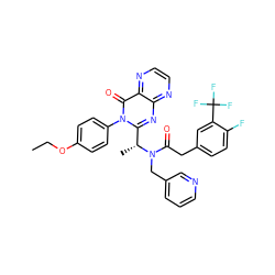 CCOc1ccc(-n2c([C@@H](C)N(Cc3cccnc3)C(=O)Cc3ccc(F)c(C(F)(F)F)c3)nc3nccnc3c2=O)cc1 ZINC000049780187