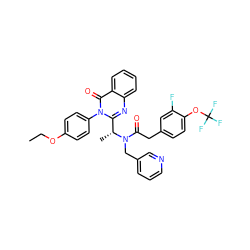 CCOc1ccc(-n2c([C@@H](C)N(Cc3cccnc3)C(=O)Cc3ccc(OC(F)(F)F)c(F)c3)nc3ccccc3c2=O)cc1 ZINC000049777526