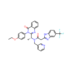 CCOc1ccc(-n2c([C@@H](C)N(Cc3cccnc3)C(=O)Cc3nc4cc(C(F)(F)F)ccc4[nH]3)nc3ccccc3c2=O)cc1 ZINC000049768041