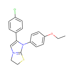 CCOc1ccc(-n2c(-c3ccc(Cl)cc3)c[n+]3c2SCC3)cc1 ZINC000003285190