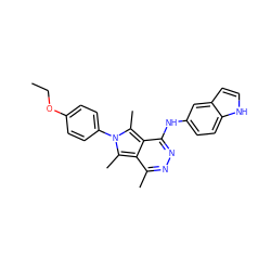 CCOc1ccc(-n2c(C)c3c(C)nnc(Nc4ccc5[nH]ccc5c4)c3c2C)cc1 ZINC000028567995