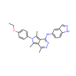 CCOc1ccc(-n2c(C)c3c(C)nnc(Nc4ccc5[nH]ncc5c4)c3c2C)cc1 ZINC000028568030