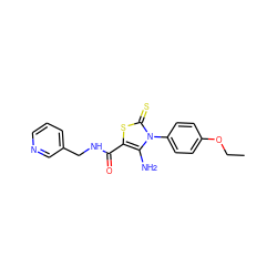 CCOc1ccc(-n2c(N)c(C(=O)NCc3cccnc3)sc2=S)cc1 ZINC000001133980