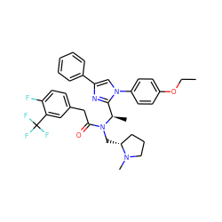 CCOc1ccc(-n2cc(-c3ccccc3)nc2[C@@H](C)N(C[C@@H]2CCCN2C)C(=O)Cc2ccc(F)c(C(F)(F)F)c2)cc1 ZINC000029129944