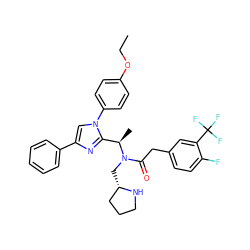 CCOc1ccc(-n2cc(-c3ccccc3)nc2[C@@H](C)N(C[C@H]2CCCN2)C(=O)Cc2ccc(F)c(C(F)(F)F)c2)cc1 ZINC000029130016