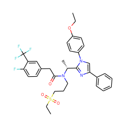 CCOc1ccc(-n2cc(-c3ccccc3)nc2[C@@H](C)N(CCCS(=O)(=O)CC)C(=O)Cc2ccc(F)c(C(F)(F)F)c2)cc1 ZINC000029129862