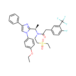 CCOc1ccc(-n2cc(-c3ccccc3)nc2[C@@H](C)N(CCS(=O)(=O)CC)C(=O)Cc2ccc(F)c(C(F)(F)F)c2)cc1 ZINC000029129860