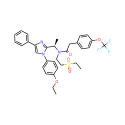 CCOc1ccc(-n2cc(-c3ccccc3)nc2[C@@H](C)N(CCS(=O)(=O)CC)C(=O)Cc2ccc(OC(F)(F)F)cc2)cc1 ZINC000029129766