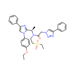 CCOc1ccc(-n2cc(-c3ccccc3)nc2[C@@H](C)N(CCS(=O)(=O)CC)C(=O)Cn2cc(-c3ccccc3)nn2)cc1 ZINC000029129683