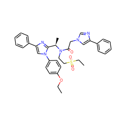 CCOc1ccc(-n2cc(-c3ccccc3)nc2[C@@H](C)N(CCS(=O)(=O)CC)C(=O)Cn2cnc(-c3ccccc3)c2)cc1 ZINC000029129767