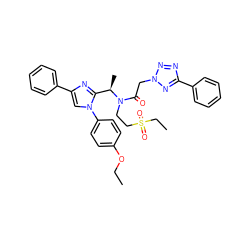 CCOc1ccc(-n2cc(-c3ccccc3)nc2[C@@H](C)N(CCS(=O)(=O)CC)C(=O)Cn2nnc(-c3ccccc3)n2)cc1 ZINC000029129617