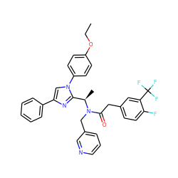 CCOc1ccc(-n2cc(-c3ccccc3)nc2[C@@H](C)N(Cc2cccnc2)C(=O)Cc2ccc(F)c(C(F)(F)F)c2)cc1 ZINC000029130166